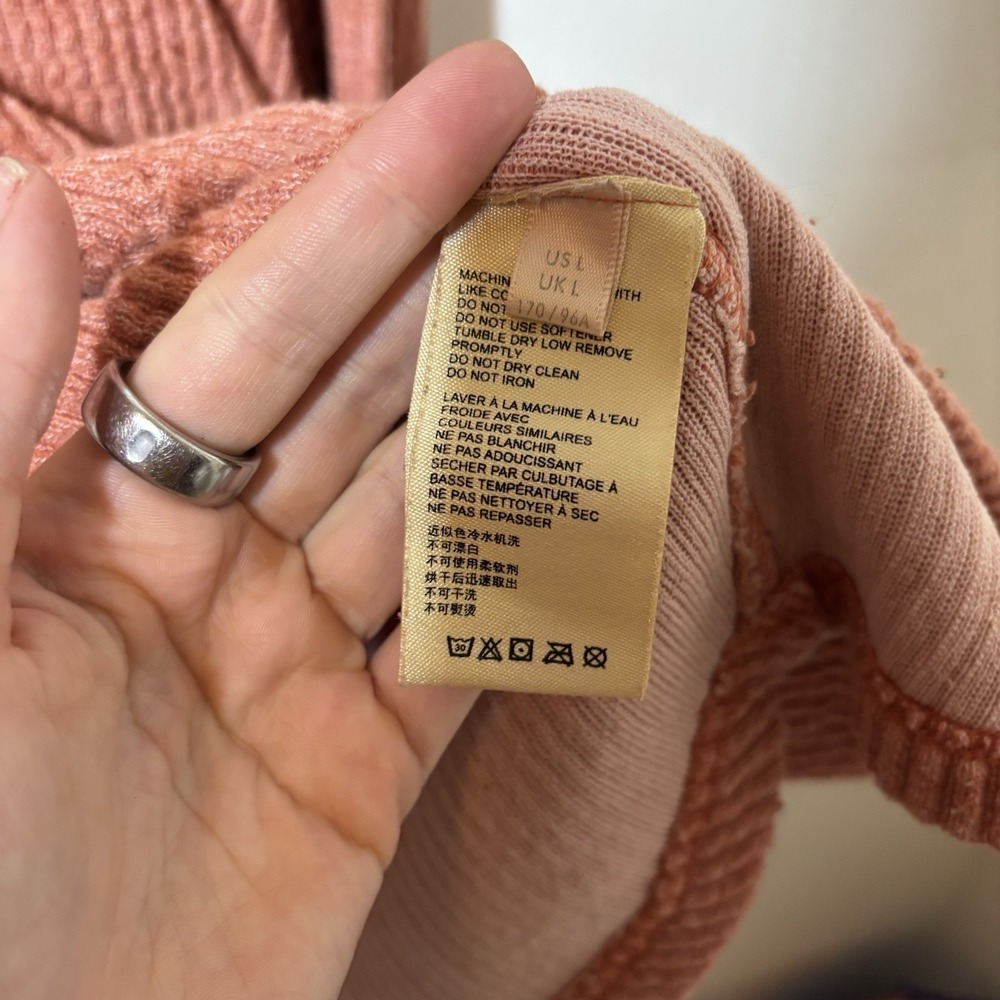 Free People Oversized V-Neck Ribbed Pullover - Dusty Rose - Picture 3 of 6